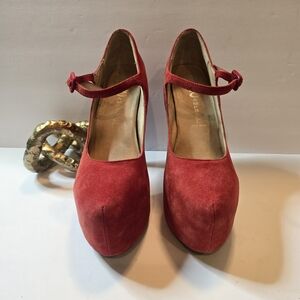 Jeffrey Campbell Platform Red Suede Women's Shoes Size 8M